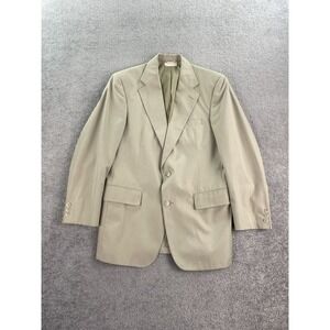 Vintage Brooks Brothers Suit Jacket 39 R Beige Cotton Canvas Solid Designer USA